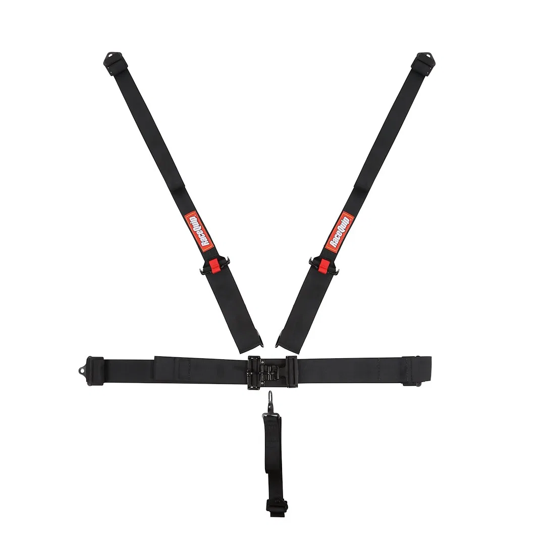 717007 – RACEQUIP Seat Belt, 16.1 SFI Rated Not DOT Street Approved 5 Point 3 Inch Width Latch And Link Black Single ...
